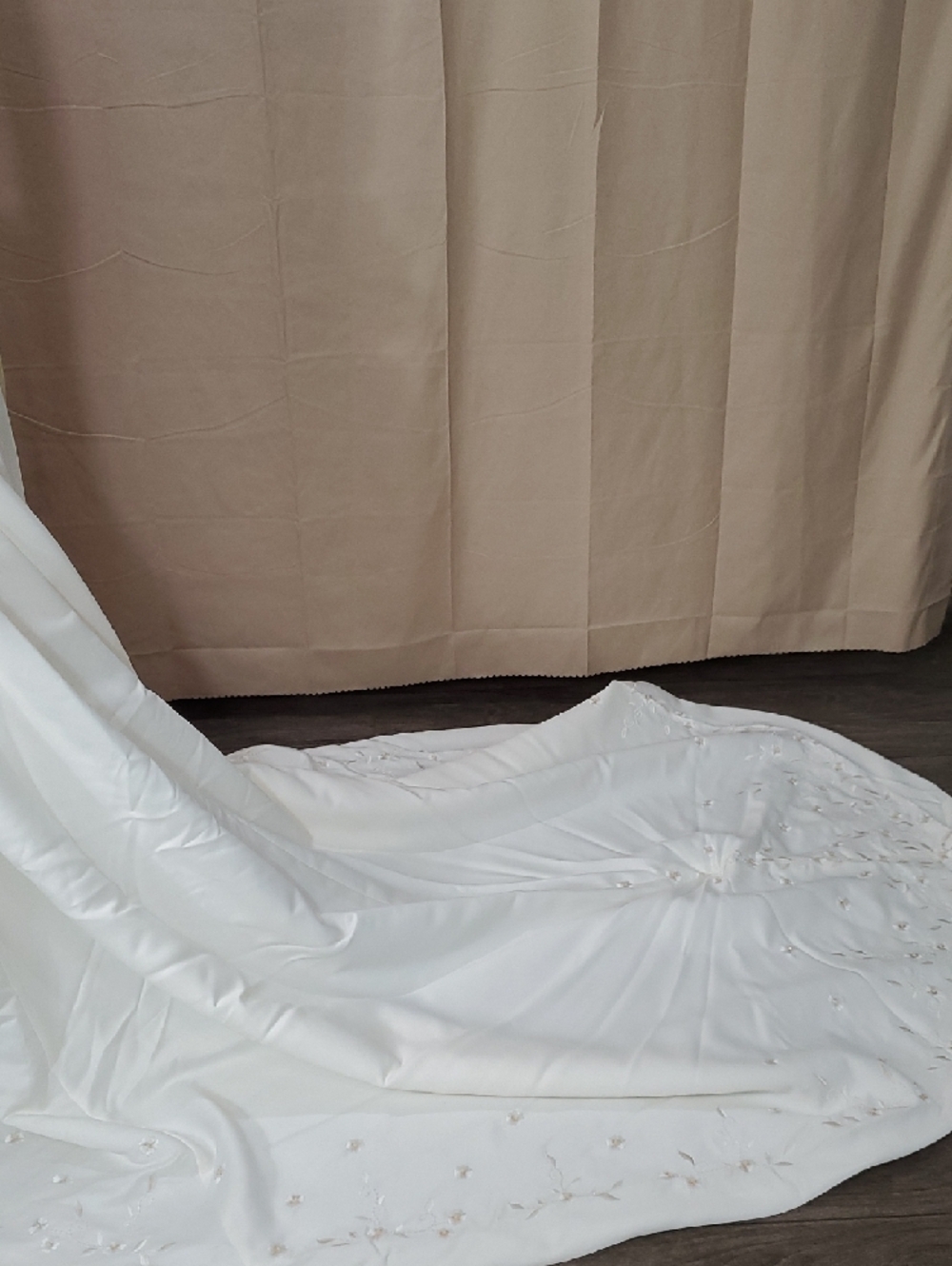 Classic White Bridal Gown with Corset Bodice and Chapel Train - Picture 14 of 16